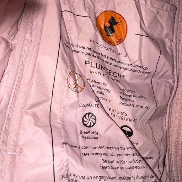 ⚡️NWT Save The Duck Plumtech Womens Blush Pink Puffer Jacket Vest Size 1 Small - Picture 7 of 16